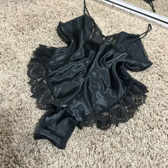 Vintage 90’s Black Satin & Lace Bodysuit Made in USA - Picture 9 of 9